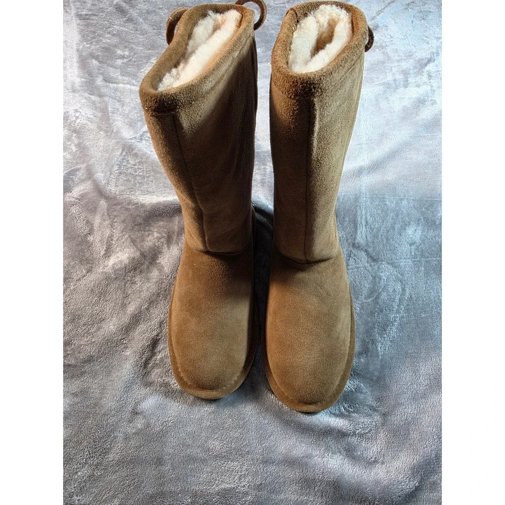 Bearpaw Phylly Youth Boots Size 3 Hickory Brown Suede Lace Back NWOB